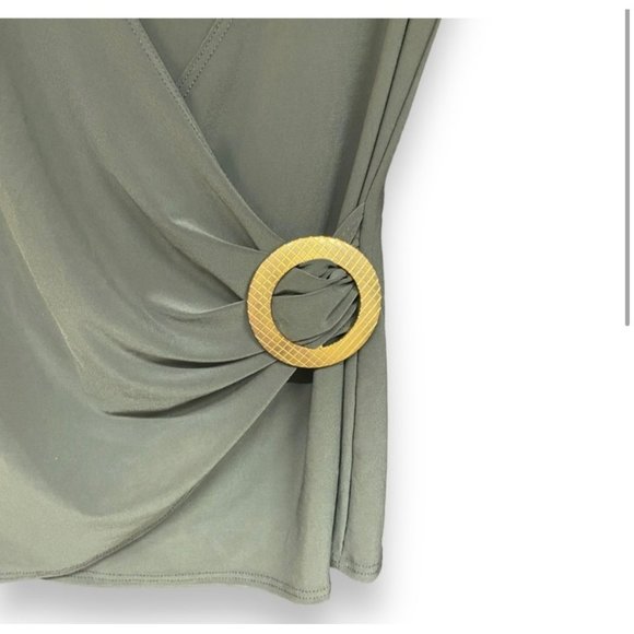 Jason Maxwell Green Short Sleeve Faux Wrap Summer Casual Stylish Top SZ Small - Picture 3 of 4